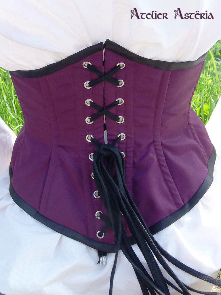 Serre-taille Vouivre personnalisé violet et noir: dos - Purple and black custom Vouivre underbust: back