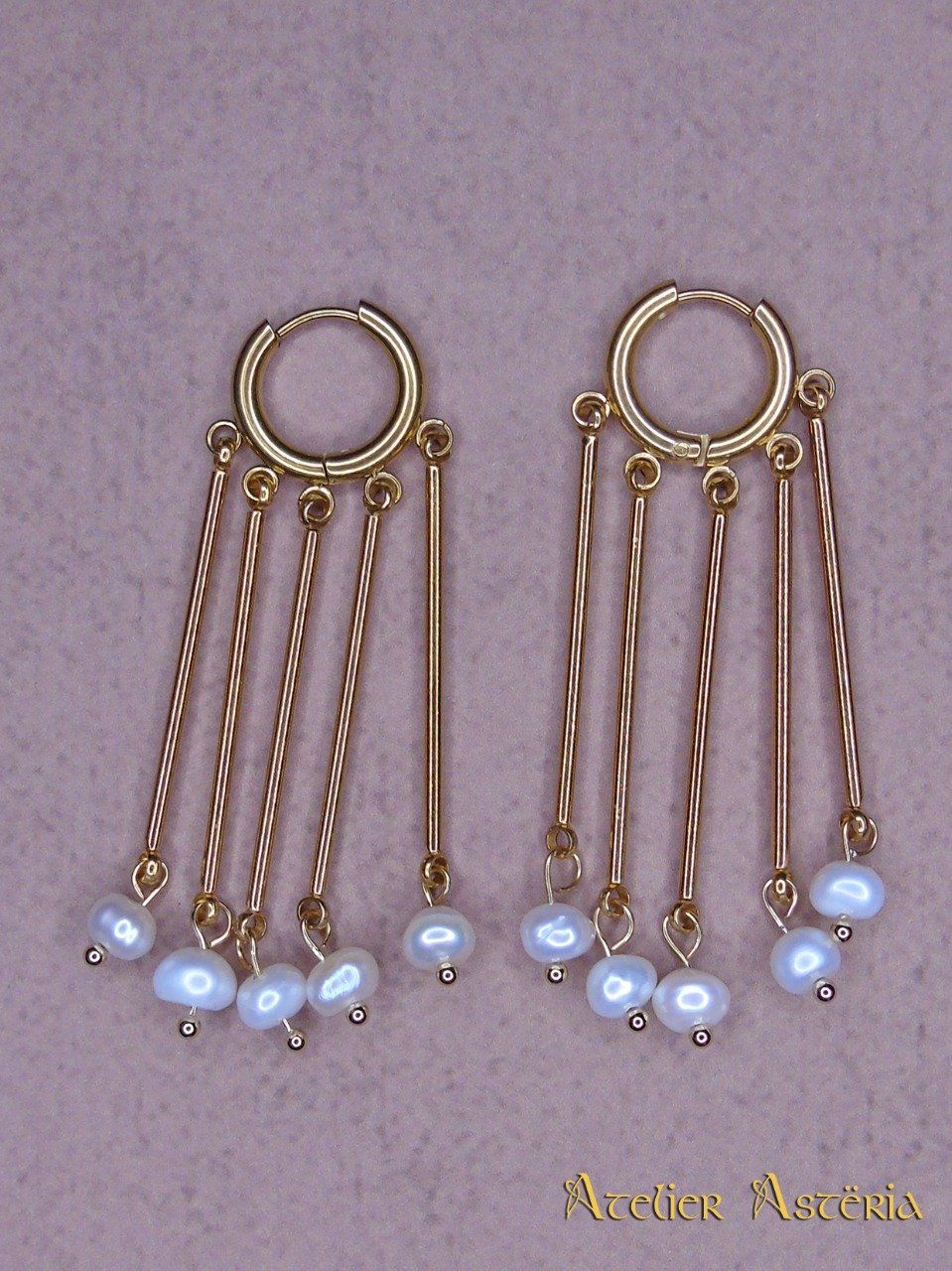 Théodora : boucles d’oreille en perles byzantine / Byzantine earrings with pearls