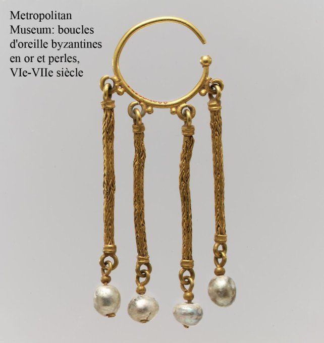 Théodora : boucles d’oreille en perles byzantine / Byzantine earrings with pearls