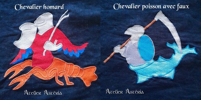 Motifs broderie chevaliers aquatiques
