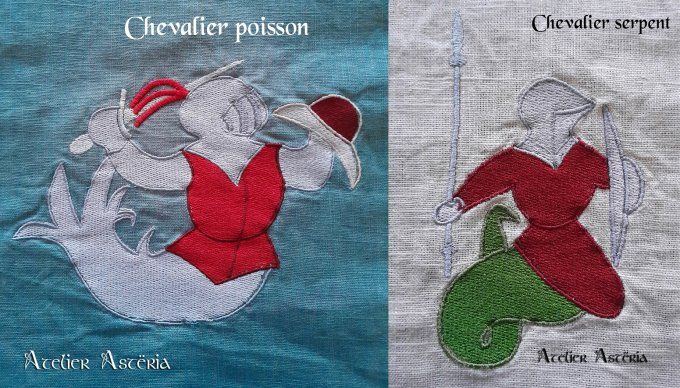 Motifs broderie chevaliers aquatiques