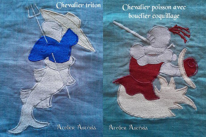 Motifs broderie chevaliers aquatiques