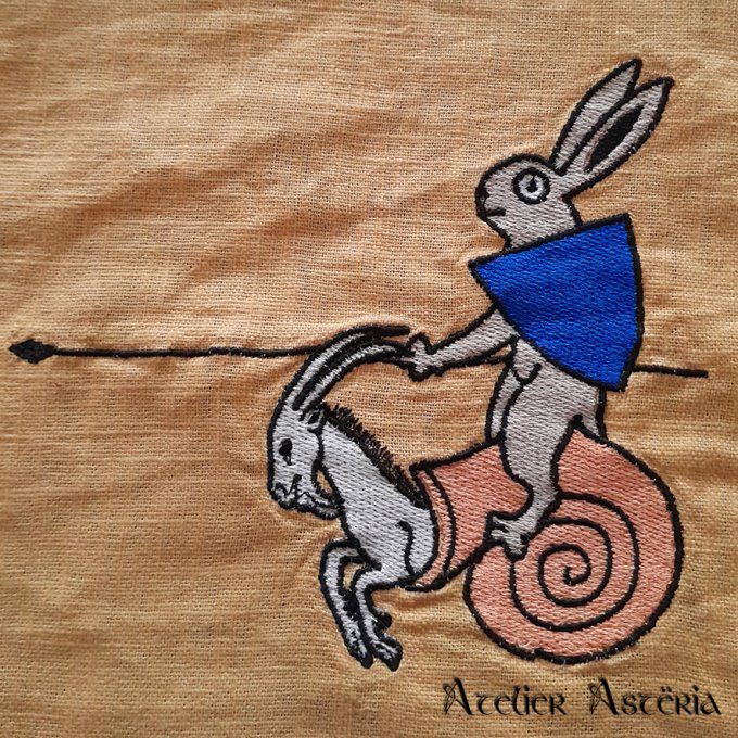 Motifs broderie lapins combattants 