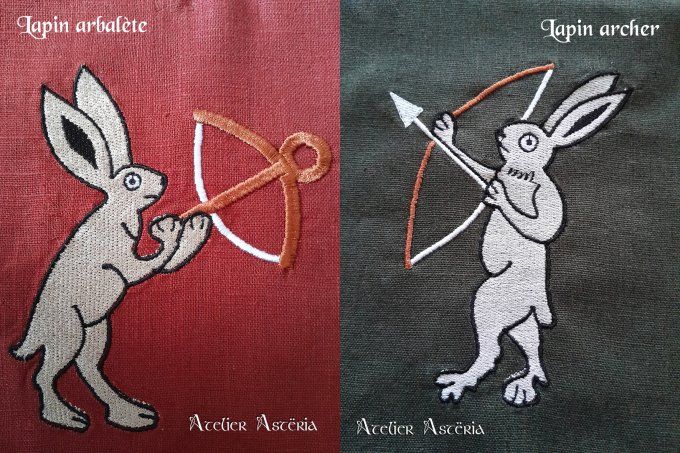 Motifs broderie lapins combattants 