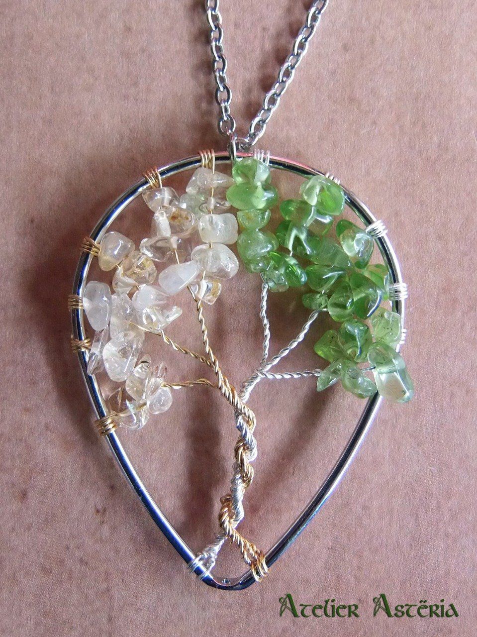 Philemon & Baucis : collier arbre pierres semi-précieuses / gemstones tree necklace