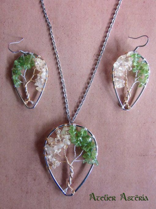 Philemon & Baucis : collier arbre pierres semi-précieuses / gemstones tree necklace