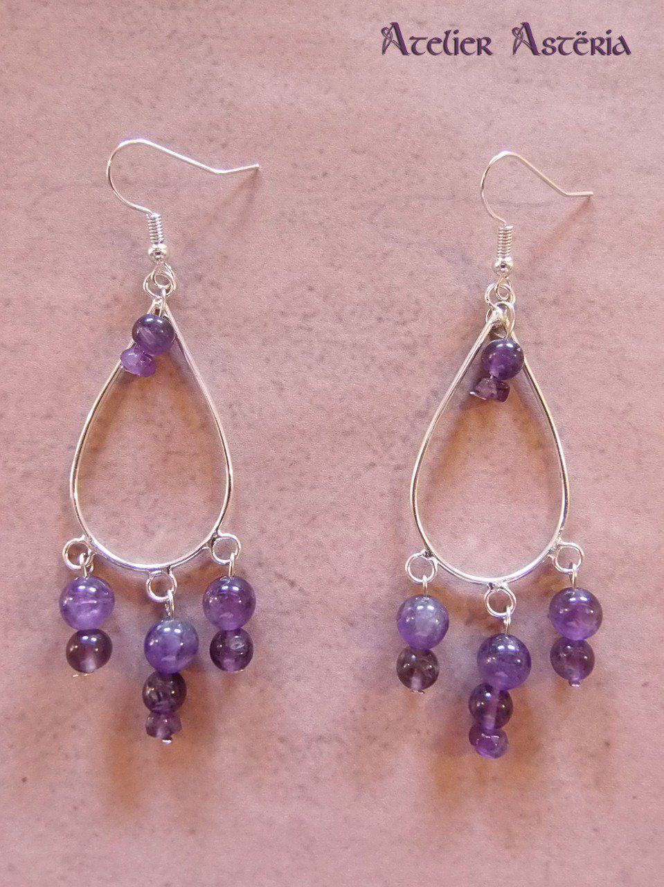 Farfarelli : boucles d’oreille chandelier pierres semi-précieuses / gemstones chandelier earrings