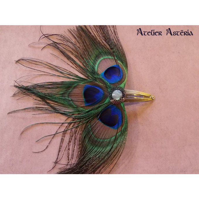 atelier_asteria-oya-barrette-cheveux_plumes_paon-peacock_feathers _hair_clip